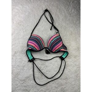 Shade & Shore‎ Bikini Top Womens 36B Padded Swim Halter Tribal Print Boho